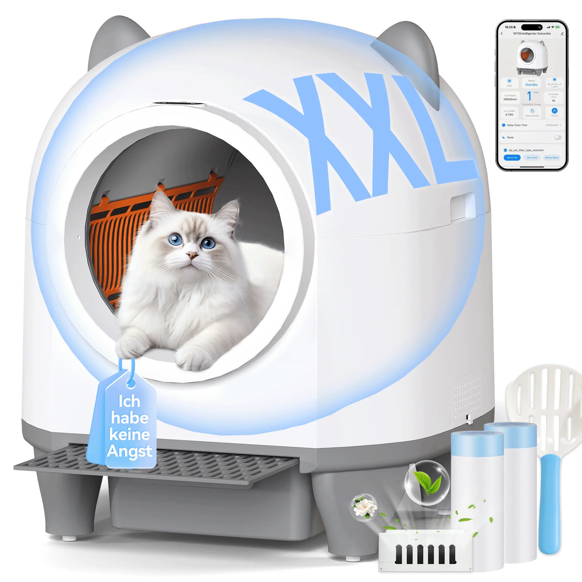 KatzLux Pro mit Katze und Zubehör